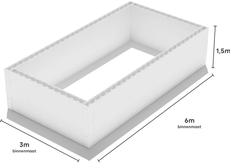 Polystyreen Zwembad Blokkenset - 6,00 X 3,00 X 1,50 M - Afbeelding 4