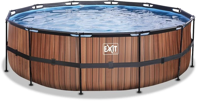 EXIT TOYS EXIT Wood Zwembad - 450 X 122 Cm - Met Zandfilterpomp En Trap - Afbeelding 2