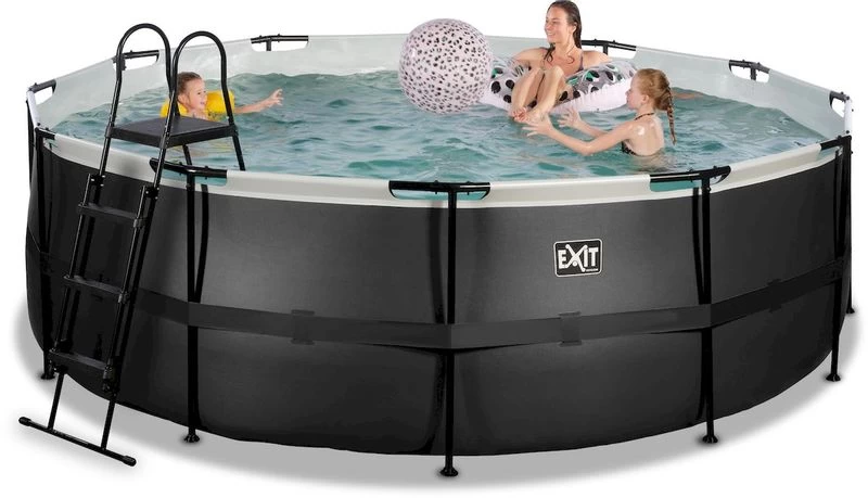 EXIT TOYS EXIT Black Leather Zwembad - 427 X 122 Cm - Met Zandfilterpomp En Trap - Afbeelding 3