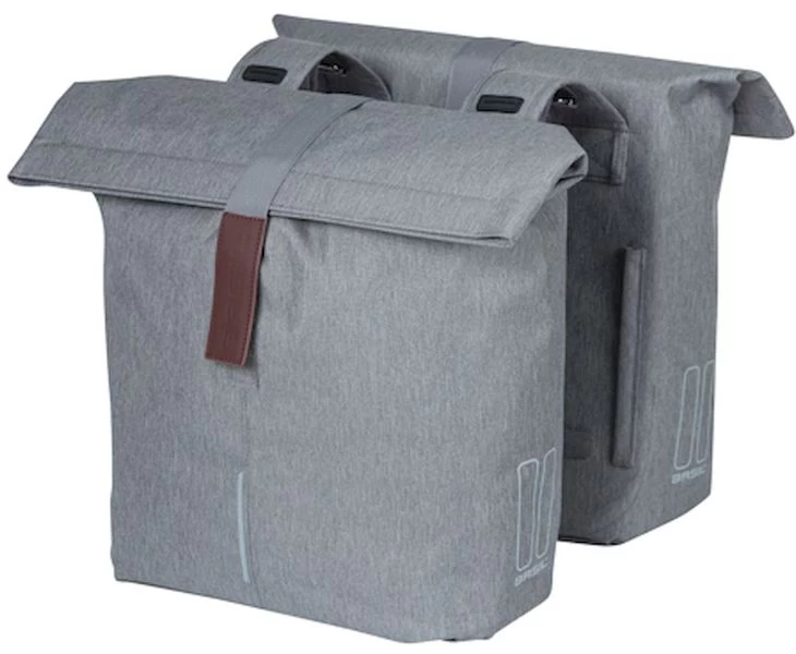 Basil City Shopper Dubbele Fietstas - 28/32 Liter - Grijs